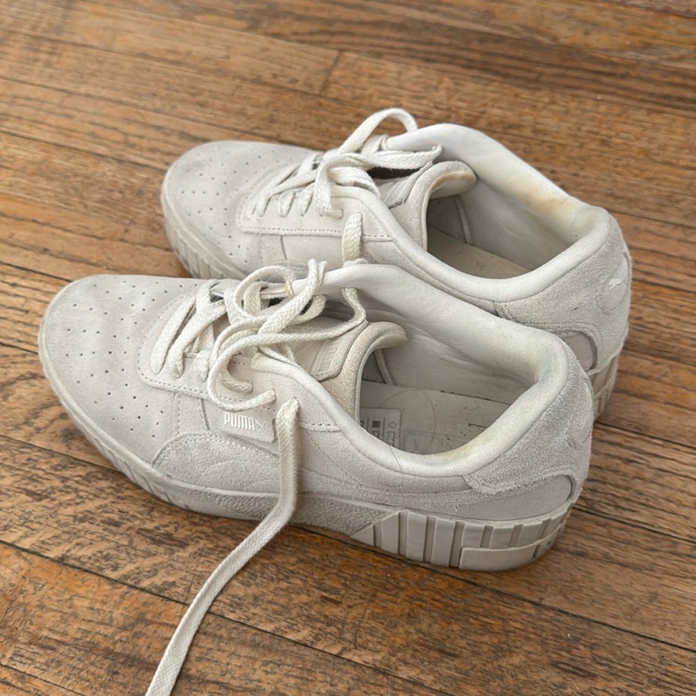 Cream suede platform Puma sneakers